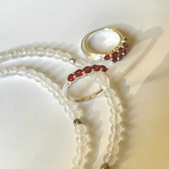 925 Sterling Silver Natural Garnet Band “Vibes” Sizes available US:5,7,8,9 - Picture 6 of 16